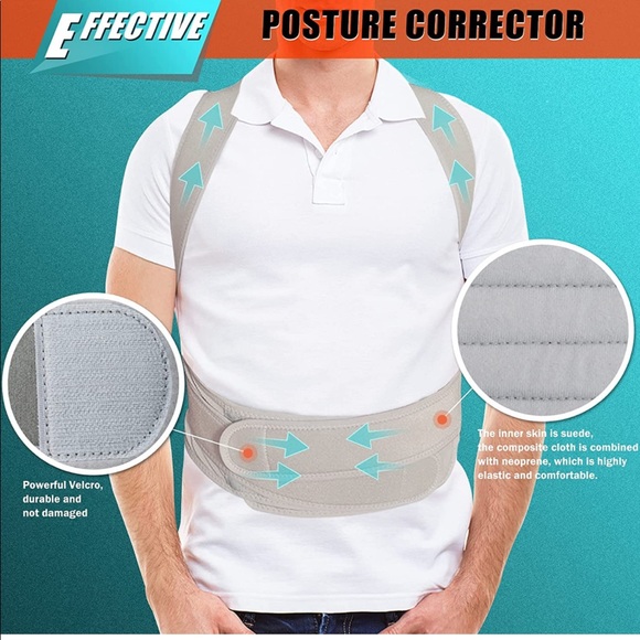 Support Belt for Back Posture Correctors, Pain Relief, Improve Posture, XL Gray. - Picture 4 of 6